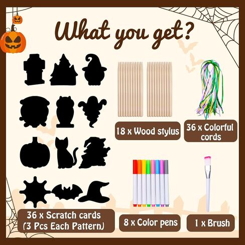 Garma Scratch Paper Art for Kids - 72 PCS Halloween Magic Rainbow Paper Paper Off Cards للأطفال in Saudi Arabia
