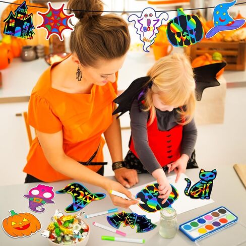 Garma Scratch Paper Art for Kids - 72 PCS Halloween Magic Rainbow Paper Paper Off Cards للأطفال in Saudi Arabia