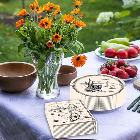 80 Pcs Western Party Plates and Napkins for 40 Guests Western Party Supplies Disposable Tableware Set Horses, Cacti Paper Plates Napkins for Wild West Birthday BBQ Parties,Westerns Picnics Barbecue in Saudi Arabia