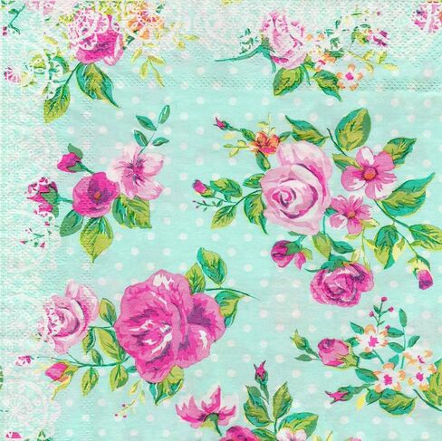 40 Count Paper Napkins,Designed Butterfly Prints Cocktail Napkins,Serviettes Napkins for Wedding,Dinner and Party,Paper Luncheon Napkins 2-Ply,6.5x6.5 Inch,(Flower/11) in Kuwait