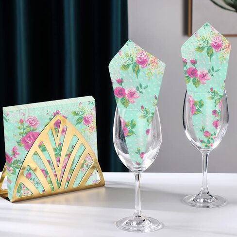 40 Count Paper Napkins,Designed Butterfly Prints Cocktail Napkins,Serviettes Napkins for Wedding,Dinner and Party,Paper Luncheon Napkins 2-Ply,6.5x6.5 Inch,(Flower/11) in Kuwait