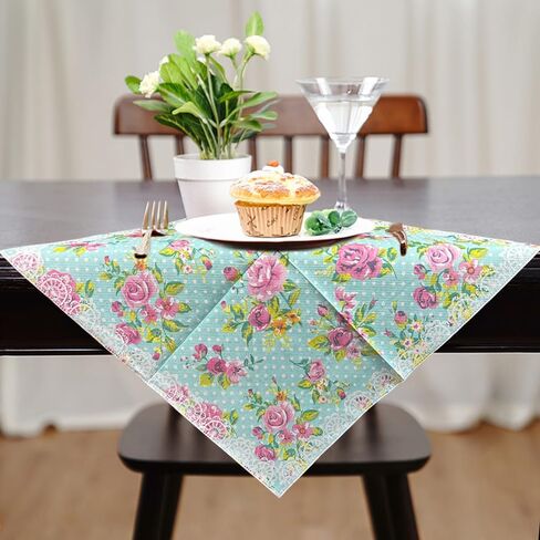 40 Count Paper Napkins,Designed Butterfly Prints Cocktail Napkins,Serviettes Napkins for Wedding,Dinner and Party,Paper Luncheon Napkins 2-Ply,6.5x6.5 Inch,(Flower/11) in Kuwait