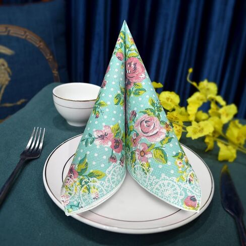 40 Count Paper Napkins,Designed Butterfly Prints Cocktail Napkins,Serviettes Napkins for Wedding,Dinner and Party,Paper Luncheon Napkins 2-Ply,6.5x6.5 Inch,(Flower/11) in Kuwait