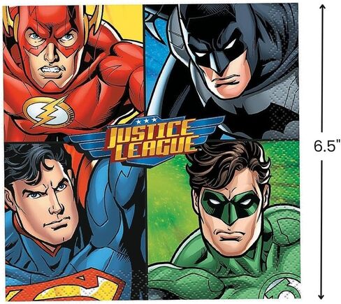 Fun Express - Justice League Luncheon Napkins, 16ct for Birthday - Party Supplies - Licensed Tableware - Licensed Napkins - Birthday - 16 Pieces in Saudi Arabia