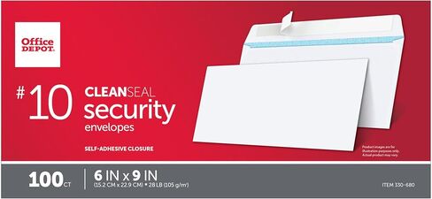 Office Depot Clean Seal (TM) أظرف أعمال ، #10 (4 1/8in. x 9 1/2in.) ، صندوق 100 ، 77100 in Saudi Arabia