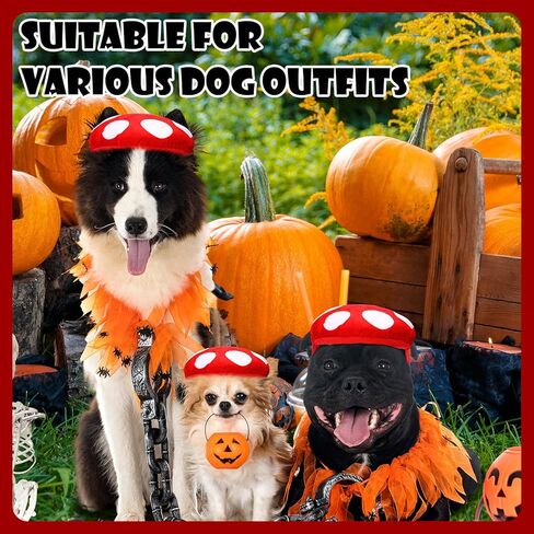 أزياء فطر عيد الهالوين للكلاب الفطر الأبيض مع قبعة النقطة الحمراء للقطط الأليفة هالوين عيد الميلاد in Kuwait