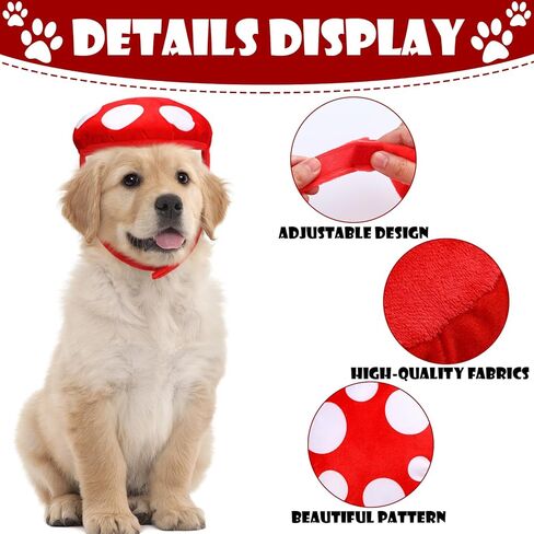 أزياء فطر عيد الهالوين للكلاب الفطر الأبيض مع قبعة النقطة الحمراء للقطط الأليفة هالوين عيد الميلاد in Kuwait
