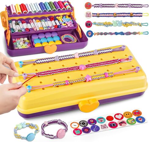 Cmiolacuna Friendship Bracelet Making Kit for Girls, 3-Layer Storage Box Arts and Crafts Bracelets Jewelry String Maker Kit Ages 8-12,Best Christmas Birthday Gift for Girls 6 7 8 9 10 11 12 Year Old in Saudi Arabia