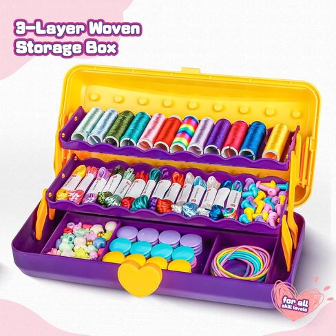 Cmiolacuna Friendship Bracelet Making Kit for Girls, 3-Layer Storage Box Arts and Crafts Bracelets Jewelry String Maker Kit Ages 8-12,Best Christmas Birthday Gift for Girls 6 7 8 9 10 11 12 Year Old in Saudi Arabia