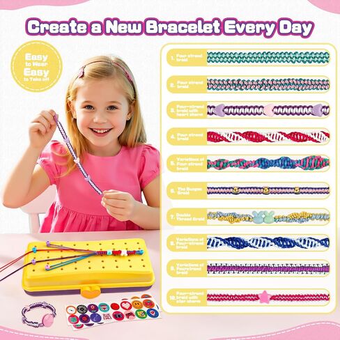 Cmiolacuna Friendship Bracelet Making Kit for Girls, 3-Layer Storage Box Arts and Crafts Bracelets Jewelry String Maker Kit Ages 8-12,Best Christmas Birthday Gift for Girls 6 7 8 9 10 11 12 Year Old in Saudi Arabia