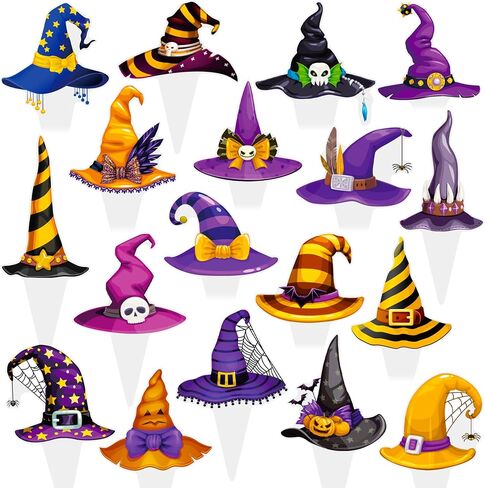 Witch Hat Cupcake Topper Halloween Halloween Horror Decorations 48pcs Halloween Witch Witch Hat Cupcake Decor in Saudi Arabia