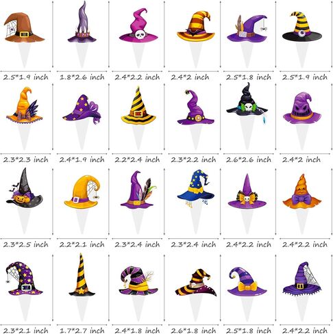 Witch Hat Cupcake Topper Halloween Halloween Horror Decorations 48pcs Halloween Witch Witch Hat Cupcake Decor in Saudi Arabia