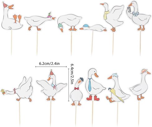 24 Pcs Silly Goose Cupcake Toppers, Cute White Goose Birthday Cake Decorations for Kids Birthday Party Supplies Baby Shower Animal Theme Cake Decor in Saudi Arabia