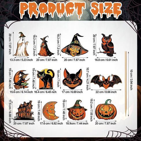 48 Pcs Vintage Halloween Cupcake Toppers Vintage Halloween Decorations Toothpicks for Appetizers Retro Pumpkin Cat Witch Cocktail Picks for Cake Dessert Fruit Food Picks Party Decor in Saudi Arabia