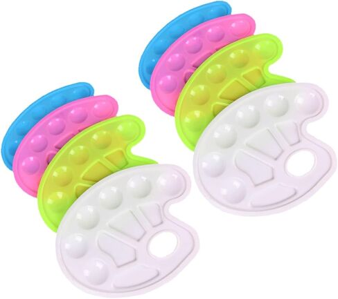 Uonlytech 8pcs boy boy girl plastic paint palette صواني ملونة على شكل قدم باللونين الأبيض الأزرق الأزرق الخفيف السهل تنظيفها لحفلات فنية أنشطة الطلاء in Kuwait