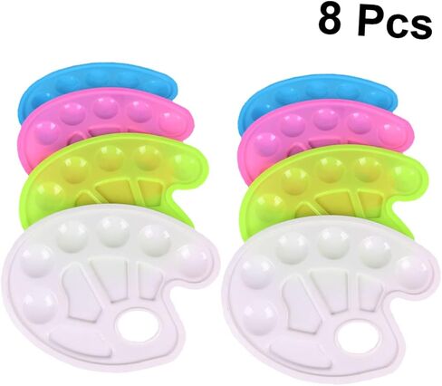 Uonlytech 8pcs boy boy girl plastic paint palette صواني ملونة على شكل قدم باللونين الأبيض الأزرق الأزرق الخفيف السهل تنظيفها لحفلات فنية أنشطة الطلاء in Kuwait