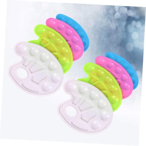 Uonlytech 8pcs boy boy girl plastic paint palette صواني ملونة على شكل قدم باللونين الأبيض الأزرق الأزرق الخفيف السهل تنظيفها لحفلات فنية أنشطة الطلاء in Kuwait