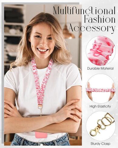 Marspark 1 مجموعة Scrunchie Lanyard لبرنامج Id Badges Wrist and Neck Lanyard Set Scrunchie Keychain Wristlet in Kuwait
