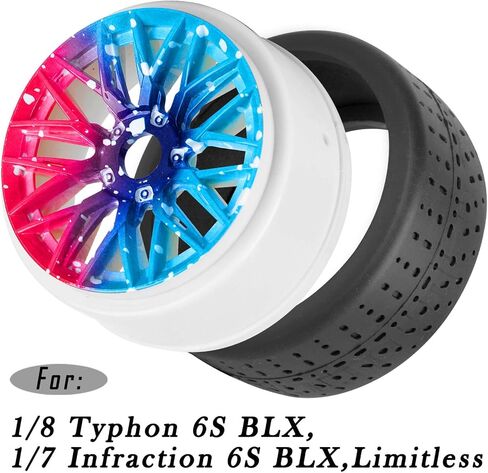 إطارات عجلات RC Rubber لـ 1/8 Typhon 6S BLX ، 1/7 مخالفة 6S BLX ، لا حدود لها ، وعجلات الطرق السريعة 4pcs إطارات إطارات إطارات إطارات ناعمة ، أخضر in Saudi Arabia