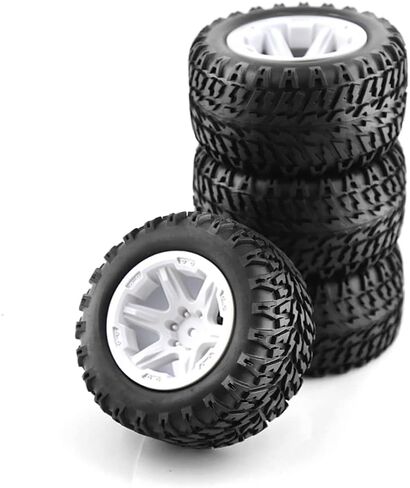 Hifeals 105mm 1/12 1/14 Monster Truck Wheel Rim Tyres For HPI Savagegt-2xs Redcat Volcano-16 ، LC Racing 1/14 EMB-MTH RTR ، (Black & White) in Kuwait