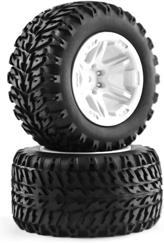 Hifeals 105mm 1/12 1/14 Monster Truck Wheel Rim Tyres For HPI Savagegt-2xs Redcat Volcano-16 ، LC Racing 1/14 EMB-MTH RTR ، (Black & White) in Kuwait