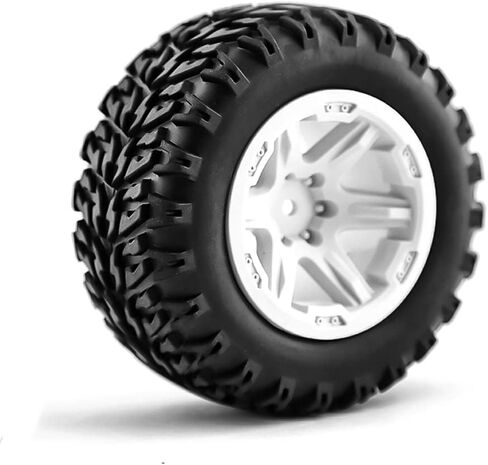 Hifeals 105mm 1/12 1/14 Monster Truck Wheel Rim Tyres For HPI Savagegt-2xs Redcat Volcano-16 ، LC Racing 1/14 EMB-MTH RTR ، (Black & White) in Kuwait