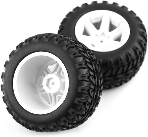 Hifeals 105mm 1/12 1/14 Monster Truck Wheel Rim Tyres For HPI Savagegt-2xs Redcat Volcano-16 ، LC Racing 1/14 EMB-MTH RTR ، (Black & White) in Kuwait