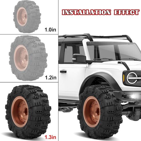OGRC 1.3" Wheel and Tires Soft Terrain Tires Negative Offset Wheels for 1/18 1/24 SCX24 TRX4M Upgrade RC Crawler Car - 64mm (Orange) in Saudi Arabia