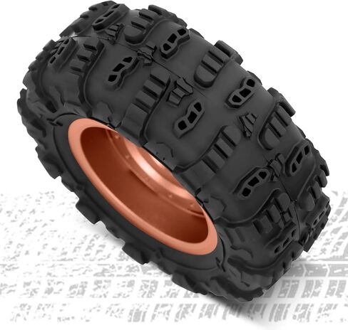 OGRC 1.3" Wheel and Tires Soft Terrain Tires Negative Offset Wheels for 1/18 1/24 SCX24 TRX4M Upgrade RC Crawler Car - 64mm (Orange) in Saudi Arabia