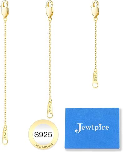 Jewlpire 14k Gold Plated Necklace Extender for Women, Box Chain Extenders for Necklaces, Jewelry Extenders for Necklaces Bracelets Anklets 3 Piece (2", 3", 4") in Saudi Arabia