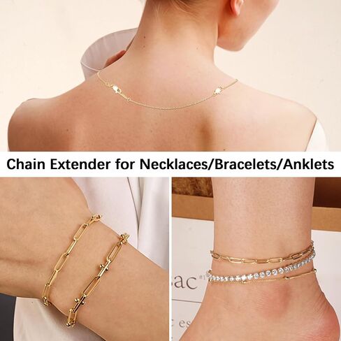 Jewlpire 14k Gold Plated Necklace Extender for Women, Box Chain Extenders for Necklaces, Jewelry Extenders for Necklaces Bracelets Anklets 3 Piece (2", 3", 4") in Saudi Arabia