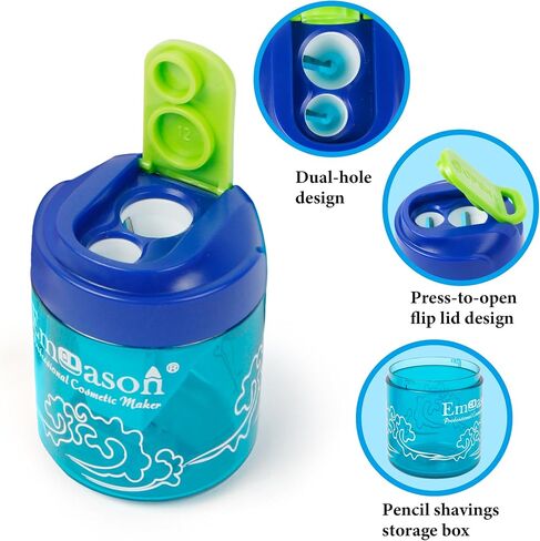Smilo 4-Pack Pencil Sharpeners – Dual Hole Manual Sharpener for Standard & Jumbo Pencils – Large Capacity Shavings Container – Bulk Set for School, Office, Artists, Students & Classroom Supplies in Kuwait