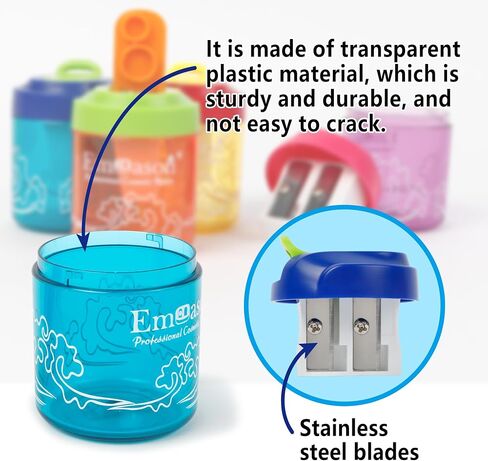Smilo 4-Pack Pencil Sharpeners – Dual Hole Manual Sharpener for Standard & Jumbo Pencils – Large Capacity Shavings Container – Bulk Set for School, Office, Artists, Students & Classroom Supplies in Kuwait