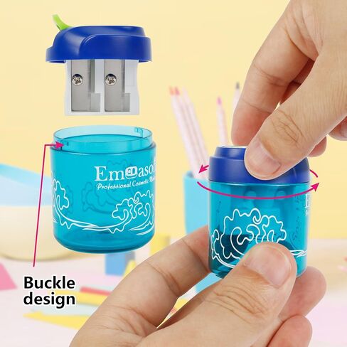 Smilo 4-Pack Pencil Sharpeners – Dual Hole Manual Sharpener for Standard & Jumbo Pencils – Large Capacity Shavings Container – Bulk Set for School, Office, Artists, Students & Classroom Supplies in Kuwait