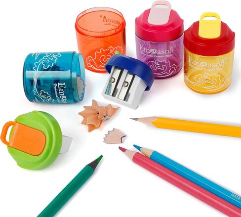 Smilo 4-Pack Pencil Sharpeners – Dual Hole Manual Sharpener for Standard & Jumbo Pencils – Large Capacity Shavings Container – Bulk Set for School, Office, Artists, Students & Classroom Supplies in Kuwait