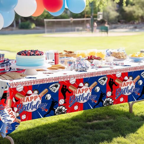 Avezano 3 PCS Baseball Tablecloth البلاستيك 108 × 54 بوصة البيسبول ديكورات حفلات للأطفال للأطفال يغطي طاولة الأولاد مستطيلة الحدث الرياضي ديكور حفلة عيد ميلاد in Saudi Arabia