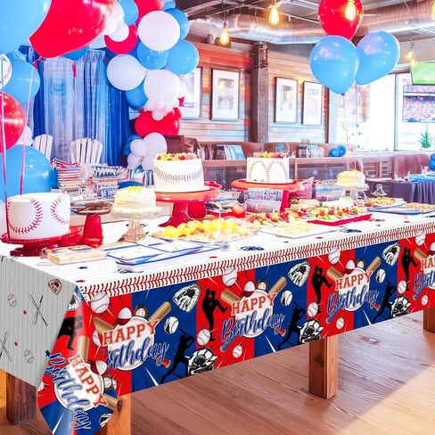 Avezano 3 PCS Baseball Tablecloth البلاستيك 108 × 54 بوصة البيسبول ديكورات حفلات للأطفال للأطفال يغطي طاولة الأولاد مستطيلة الحدث الرياضي ديكور حفلة عيد ميلاد in Saudi Arabia