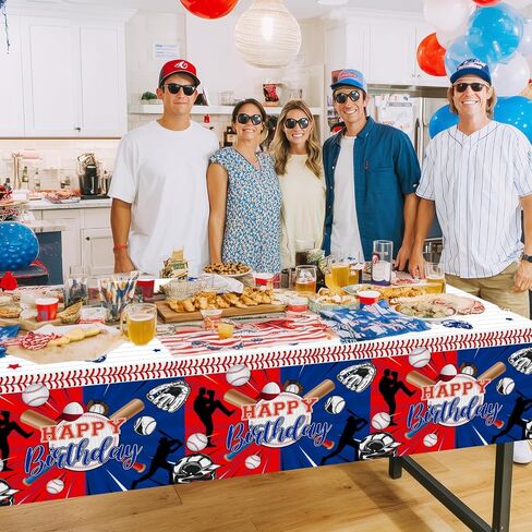 Avezano 3 PCS Baseball Tablecloth البلاستيك 108 × 54 بوصة البيسبول ديكورات حفلات للأطفال للأطفال يغطي طاولة الأولاد مستطيلة الحدث الرياضي ديكور حفلة عيد ميلاد in Saudi Arabia