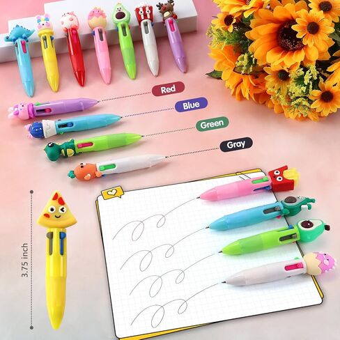 100Pcs 4-in-1 Multicolor Ballpoint Pens All In One Mini Cute Ball Point Pens Bulk for Kids, Kawaii Ballpoint Pen for Birthdays and Boys Girls Parties,Xms Exchange Gift for School Classroom in Kuwait