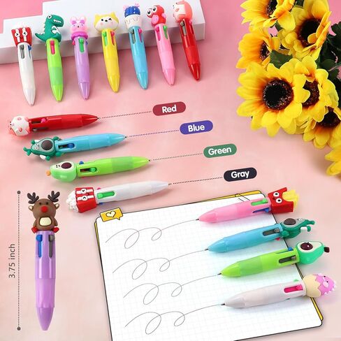 100Pcs 4-in-1 Multicolor Ballpoint Pens All In One Mini Cute Ball Point Pens Bulk for Kids, Kawaii Ballpoint Pen for Birthdays and Boys Girls Parties,Xms Exchange Gift for School Classroom in Kuwait