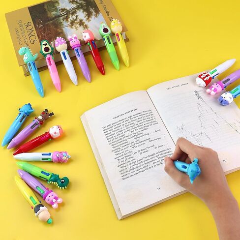 100Pcs 4-in-1 Multicolor Ballpoint Pens All In One Mini Cute Ball Point Pens Bulk for Kids, Kawaii Ballpoint Pen for Birthdays and Boys Girls Parties,Xms Exchange Gift for School Classroom in Kuwait