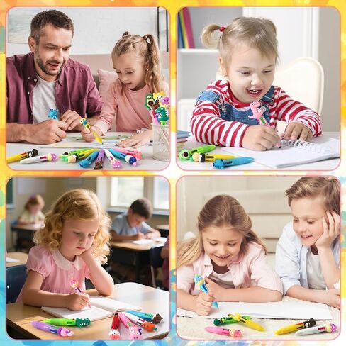 100Pcs 4-in-1 Multicolor Ballpoint Pens All In One Mini Cute Ball Point Pens Bulk for Kids, Kawaii Ballpoint Pen for Birthdays and Boys Girls Parties,Xms Exchange Gift for School Classroom in Kuwait