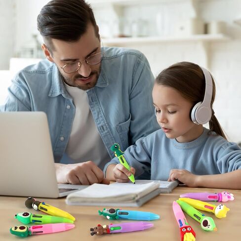 100Pcs 4-in-1 Multicolor Ballpoint Pens All In One Mini Cute Ball Point Pens Bulk for Kids, Kawaii Ballpoint Pen for Birthdays and Boys Girls Parties,Xms Exchange Gift for School Classroom in Kuwait