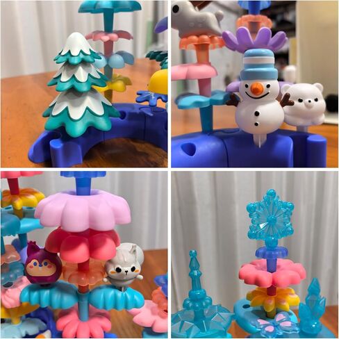 Snow & Ice Garden Stacking Toys for 3 4 5 6 Years Old Toddlers, 40 PCS Creative Construction Building Toys with Storage Bag, Educational STEM Christmas Birthday Easter Gift for Kids Age 3+ in Kuwait