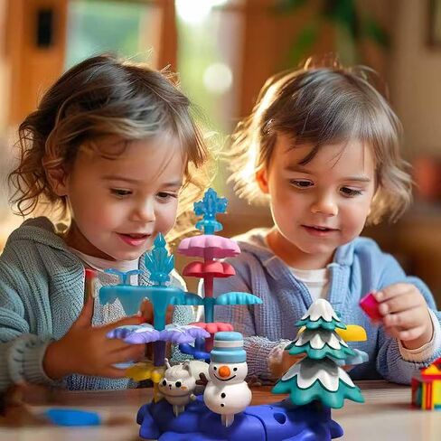 Snow & Ice Garden Stacking Toys for 3 4 5 6 Years Old Toddlers, 40 PCS Creative Construction Building Toys with Storage Bag, Educational STEM Christmas Birthday Easter Gift for Kids Age 3+ in Kuwait