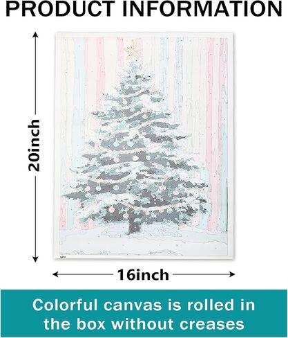 Whaline Christmas DIY Painting by Number Kits Unframed Xmas Tree Oil Painting Canvas Acrylic Filling Painting by Number for Home Party Wall Decoration, 16 x 20 Inch in Saudi Arabia