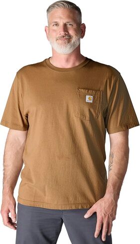 تي شيرت Carhartt رجالي فضفاض بأكمام قصيرة ووزن ثقيل بجيب K87 ملابس عمل بمقاسات عادية وكبيرة، برايت ليموني، مقاس متوسط ​​أمريكي in Saudi Arabia