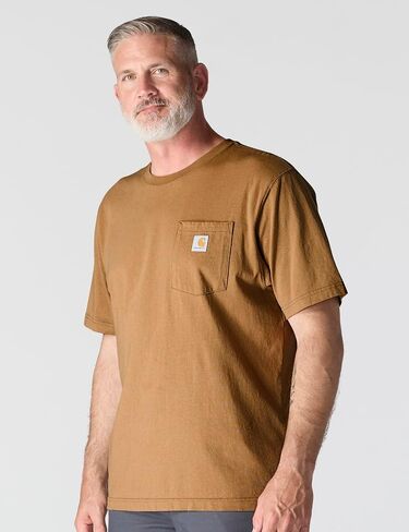 تي شيرت Carhartt رجالي فضفاض بأكمام قصيرة ووزن ثقيل بجيب K87 ملابس عمل بمقاسات عادية وكبيرة، برايت ليموني، مقاس متوسط ​​أمريكي in Saudi Arabia