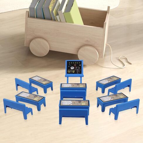 Besportble 13pcs الأثاث الفصول الدراسية المصغرة لمجموعة لمكتب Dollhouse Chair Blackboard ، ألعاب Doll Doll House للعب والتعلم الإبداعي ، اللوازم المدرسية المصغرة للأطفال in Saudi Arabia