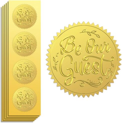 Peacoblue Gold Foil Sticker Seal Embossed Dollar Sign 2 Inch 100Pcs, Self Adhesive Golden Around Embossing Decals for Invitation Certificate Envelope Seal Gift Card Decoration in Saudi Arabia